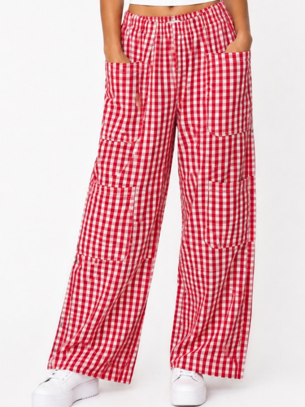 BDG (URBAN OUTFITTERS) Charlie Red Gingham Wide Leg Pants NWOT size XS
